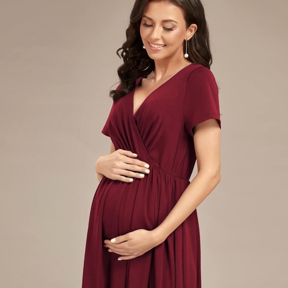 Ever-Pretty Maternity Photoshoot Dress Maxi Dress Burgundy
